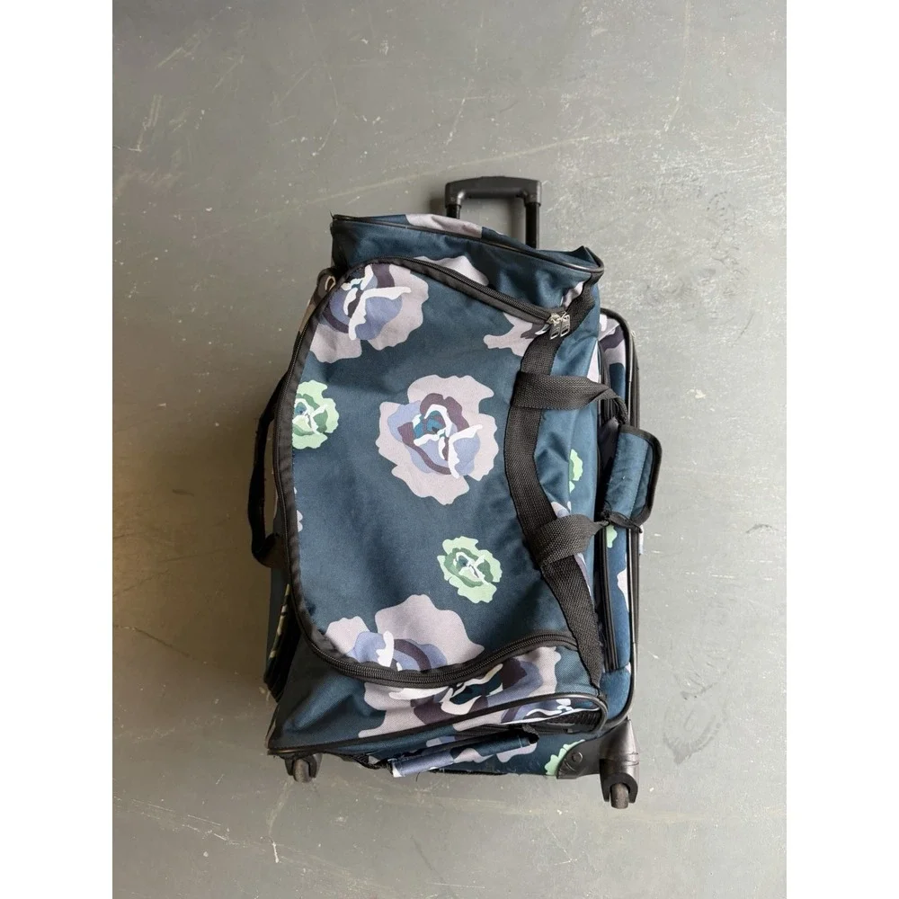 Skyline 2pc Floral Rolling Suitcase & Duffel Bag Luggage Set Blue